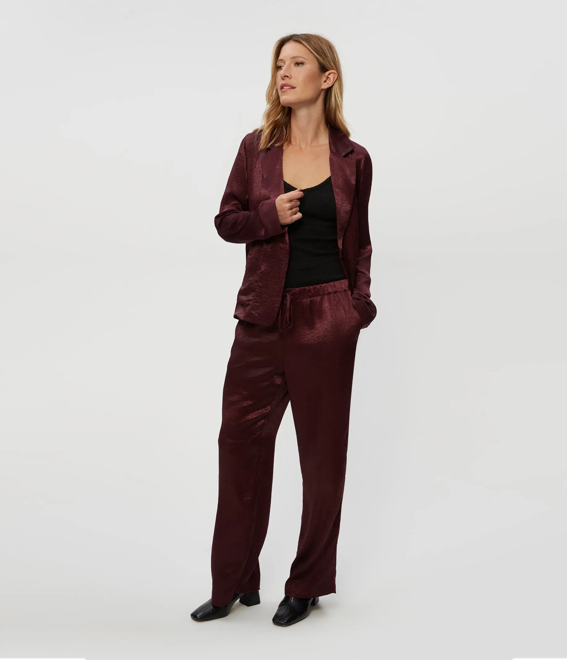 Sanji Hammered Satin Drawstring Pant