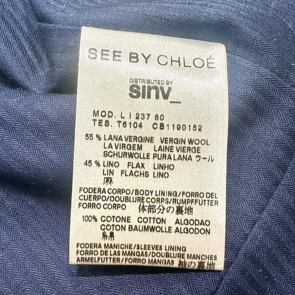 See By Chloe Navy Fitted Blazer