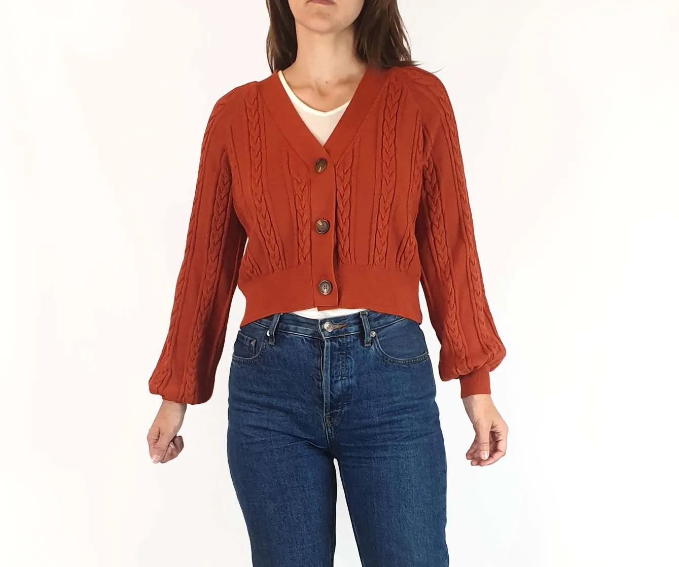 Seed orange knit cropped cardigan size XS
