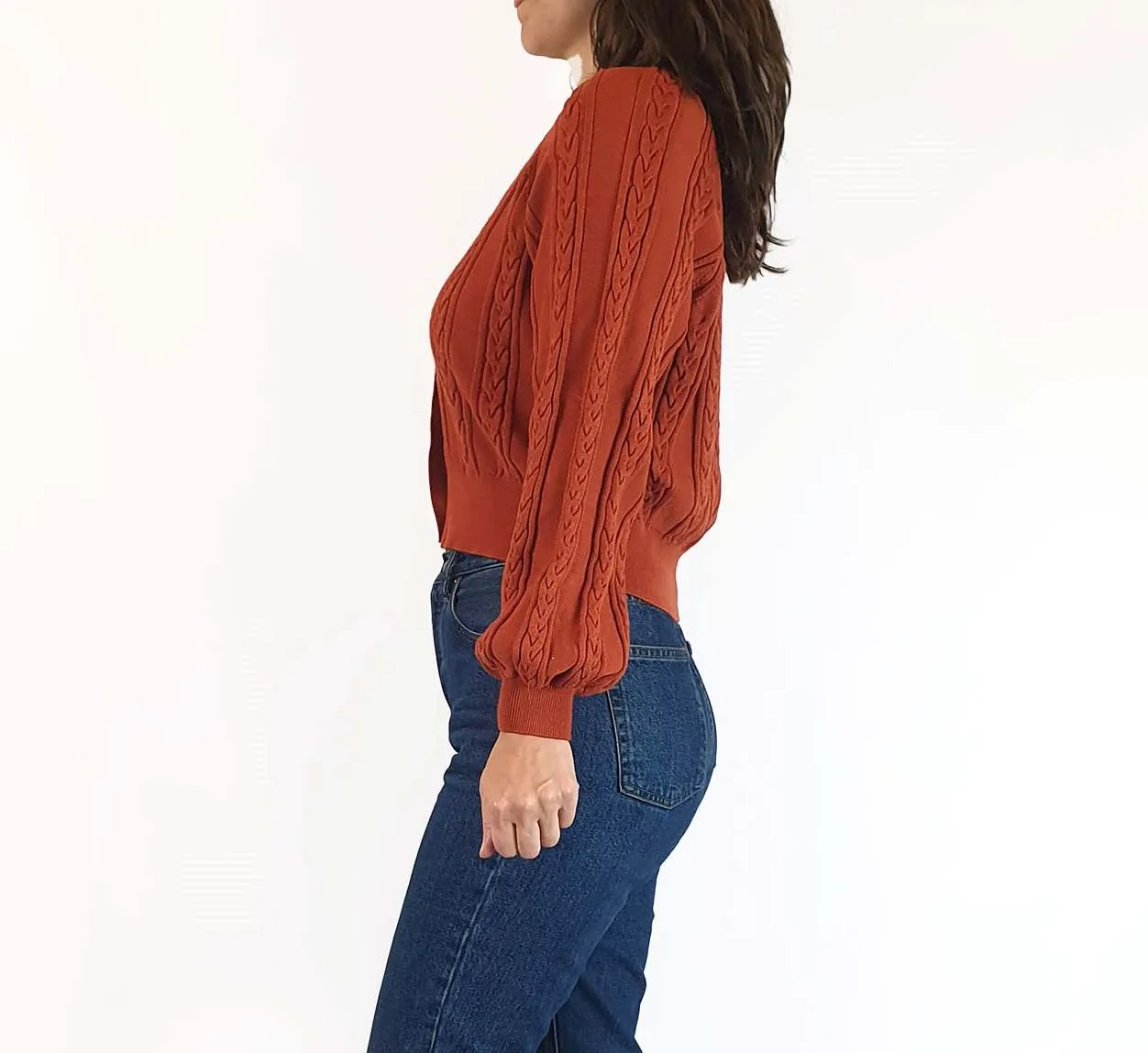 Seed orange knit cropped cardigan size XS