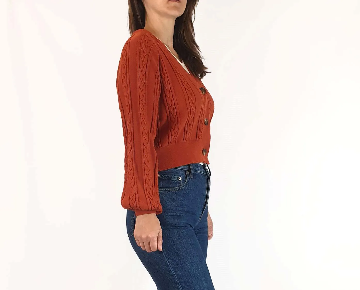 Seed orange knit cropped cardigan size XS