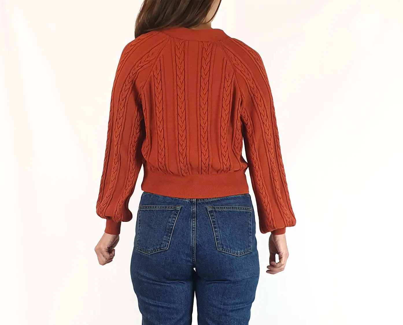 Seed orange knit cropped cardigan size XS