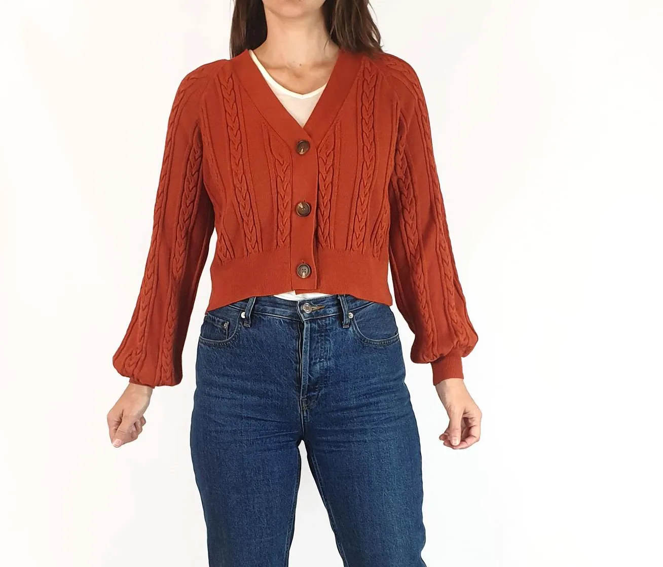 Seed orange knit cropped cardigan size XS