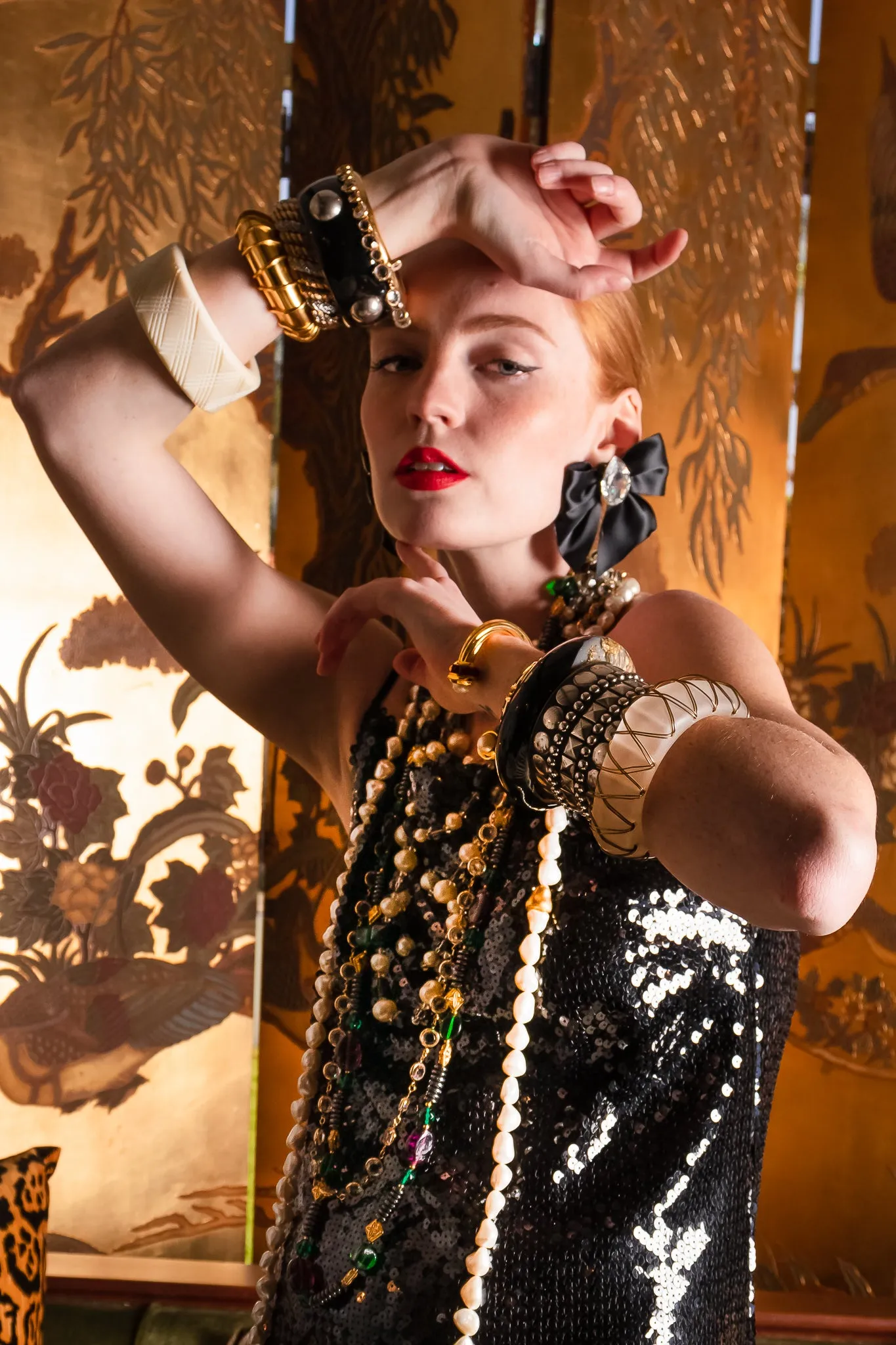 Sequin Black Tie Sheath Gown & Bolero Set