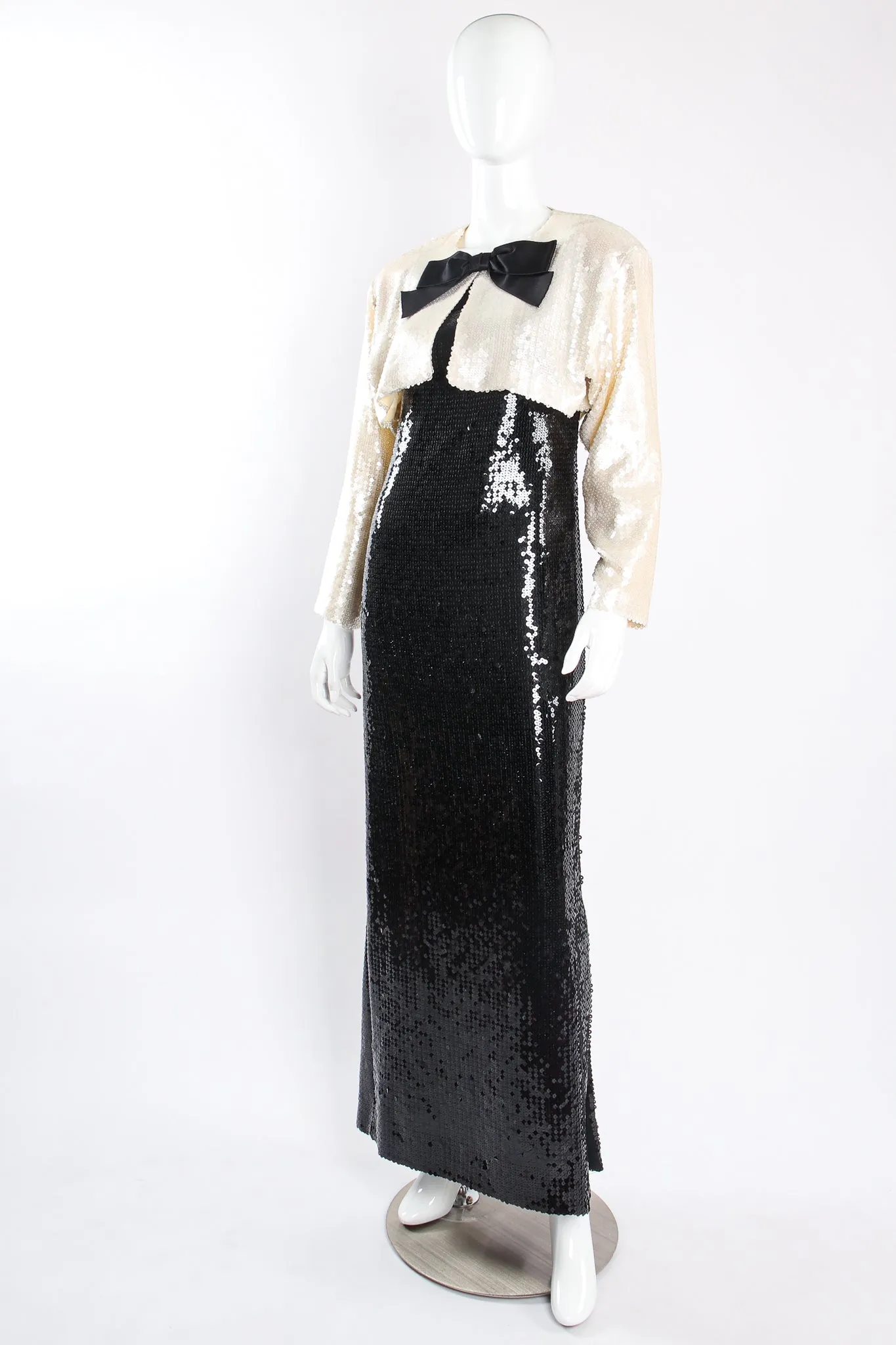 Sequin Black Tie Sheath Gown & Bolero Set
