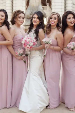 Sheath One-Shoulder Backless Chiffon Bridesmaid Dress with Ruched OHS037