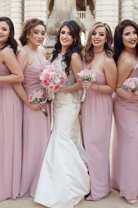 Sheath One-Shoulder Backless Chiffon Bridesmaid Dress with Ruched OHS037