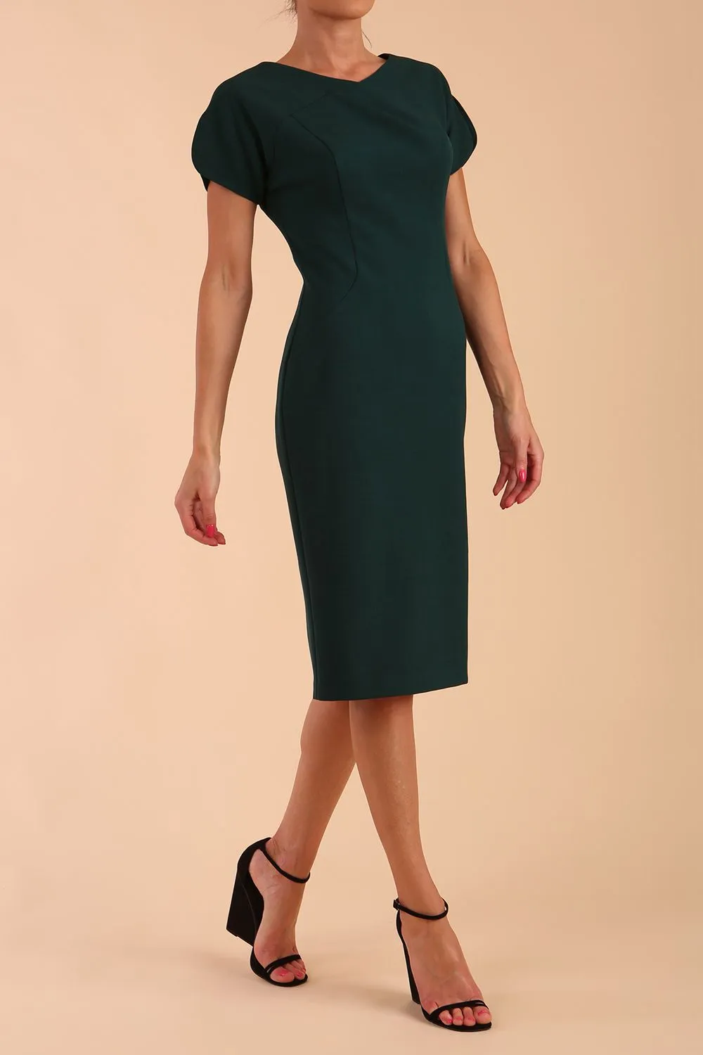 Sheena Short Sleeve Knee Length Pencil Dress