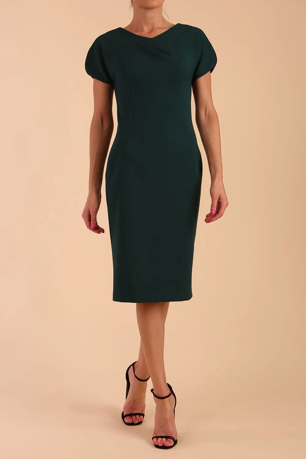 Sheena Short Sleeve Knee Length Pencil Dress