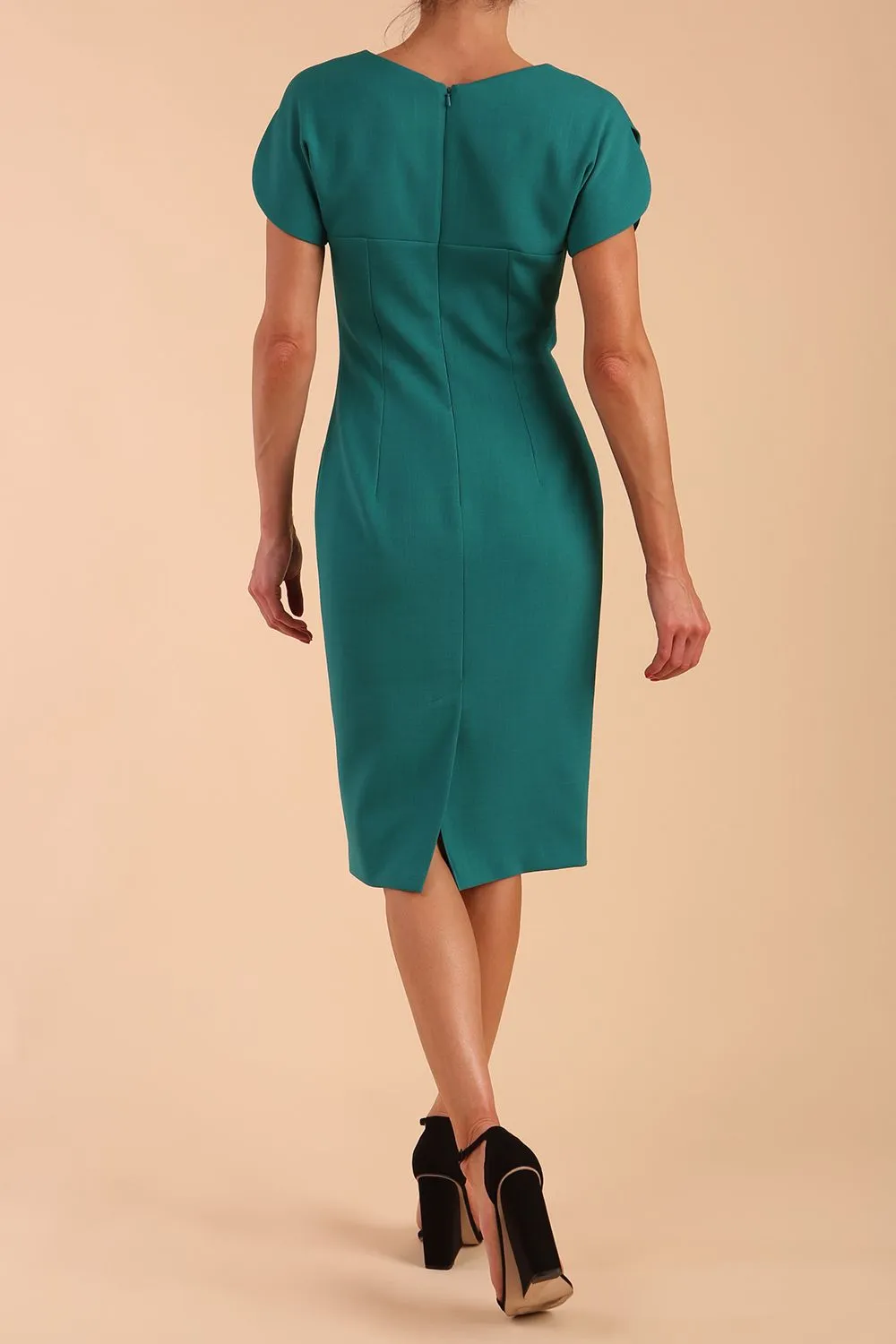 Sheena Short Sleeve Knee Length Pencil Dress