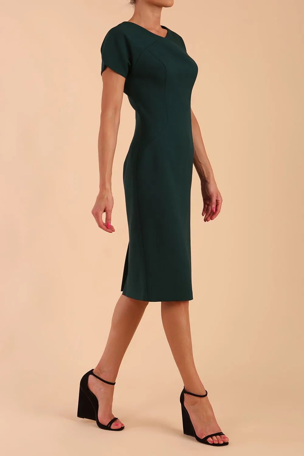 Sheena Short Sleeve Knee Length Pencil Dress