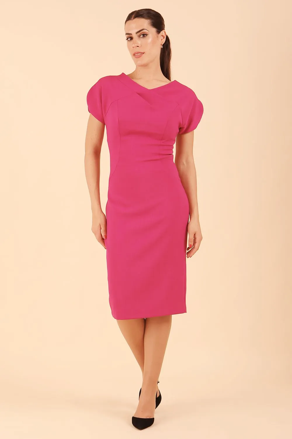 Sheena Short Sleeve Knee Length Pencil Dress