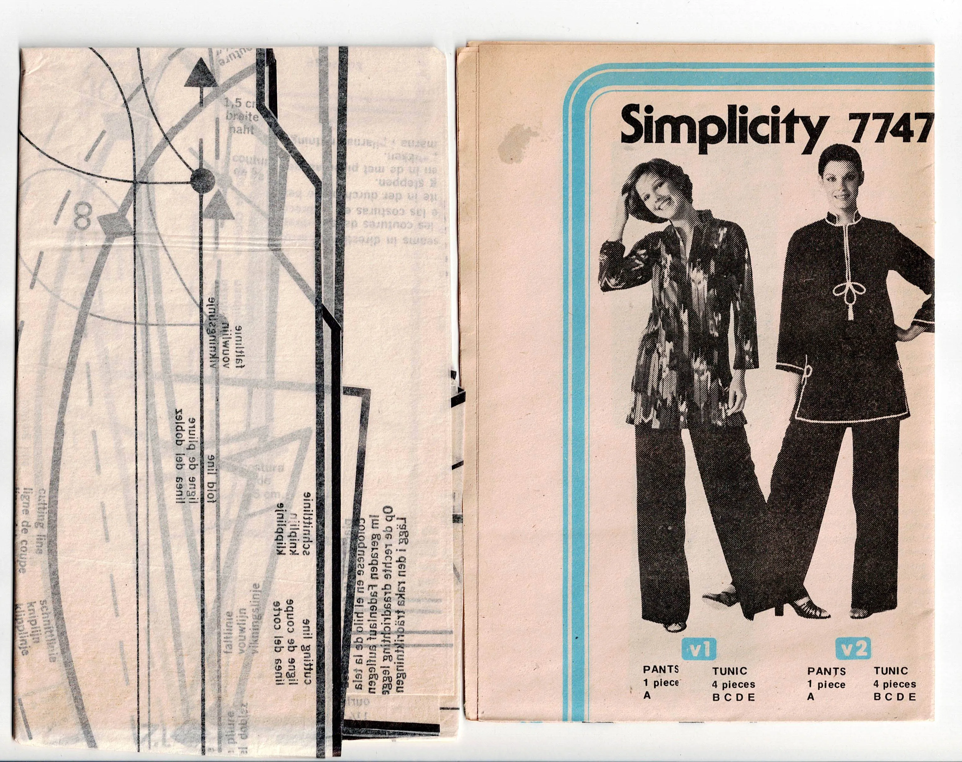 Simplicity 7747 Womens JIFFY Pullover Top & Pants 1970s Vintage Sewing Pattern Size 10 Bust 32.5 Inches