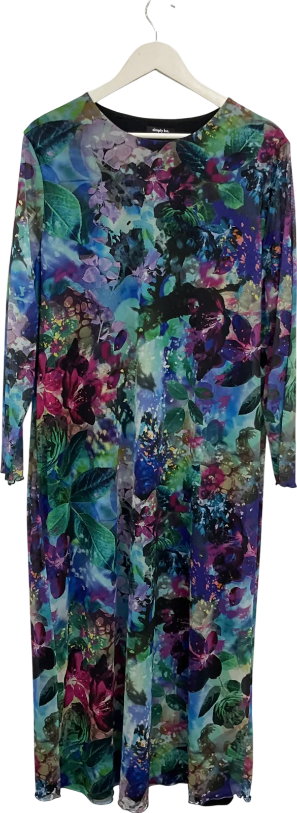 SimplyBe Multicoloured Multi Floral Print Mesh Column Dress UK 26
