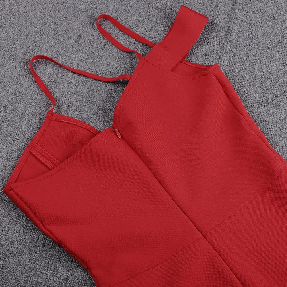 Sleeveless Asymmetrical Slit Bandage Dress PP19369