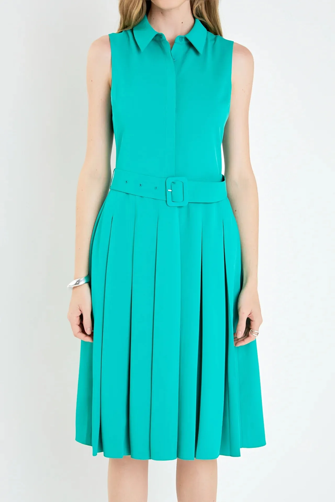 Sleeveless Pleated Midi Dress