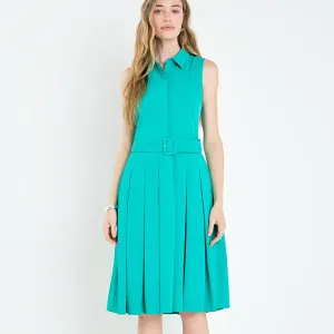 Sleeveless Pleated Midi Dress