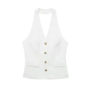 Sleeveless Vest Wide-Leg Pants Set