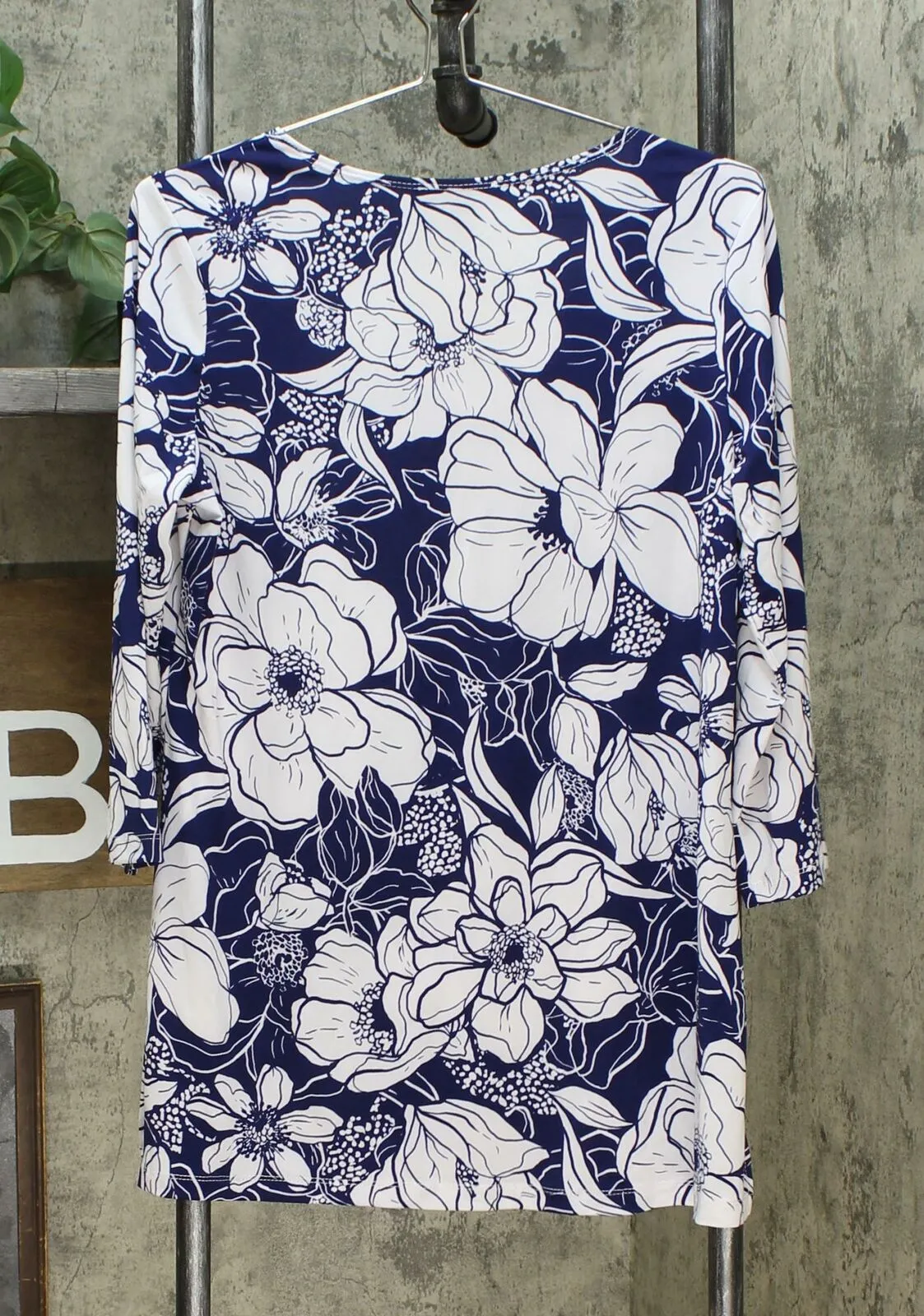 Slinky Brand Women's Border Print Long Tunic And Skinny Pant Set
