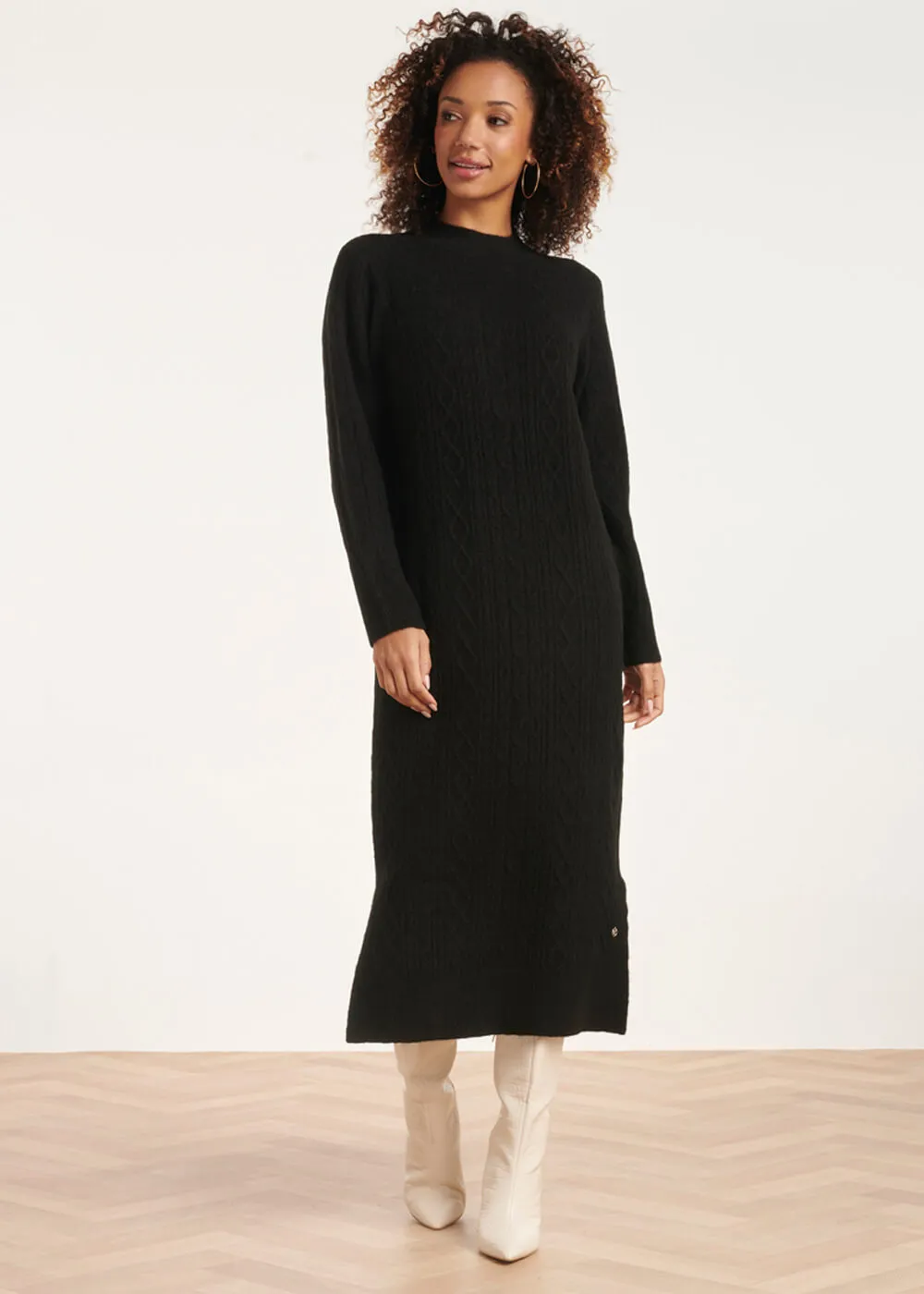 Smashed Lemon Warm Hug 60's Midi Dress Black