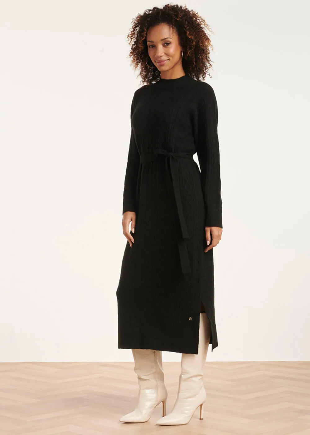 Smashed Lemon Warm Hug 60's Midi Dress Black