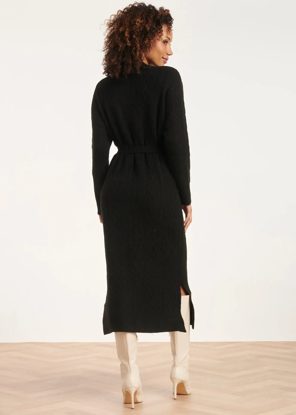 Smashed Lemon Warm Hug 60's Midi Dress Black