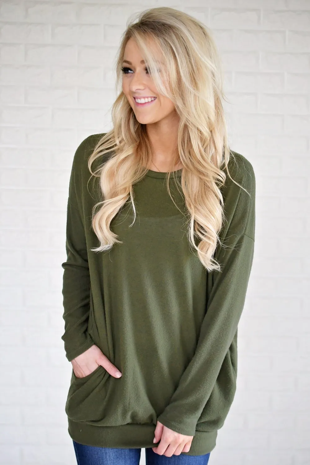 Snuggle Me Tunic Top ~ Olive