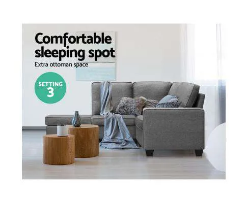 Sofa Lounge Set 4 Seater Modular Chaise Chair Suite Couch Fabric Grey