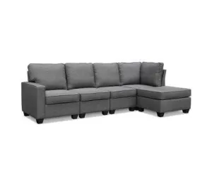 Sofa Lounge Set 5 Seater Modular Chaise Chair Suite Couch Fabric Grey
