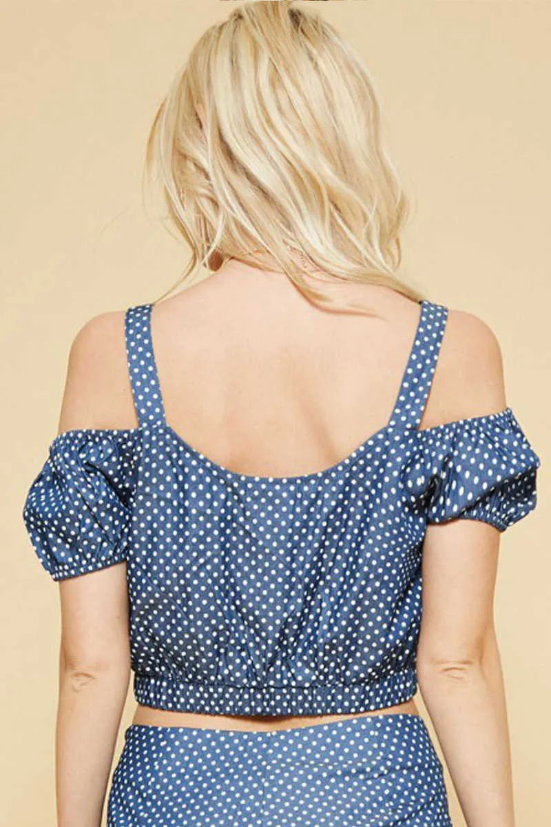 Southern Sass - Polka Dots Crop Top Navy