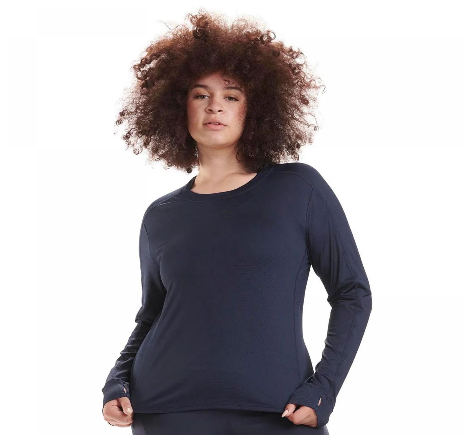 Spalding Plus Size Active Fitted Long Sleeve Sport Shirt Navy Blazer Blue 1X