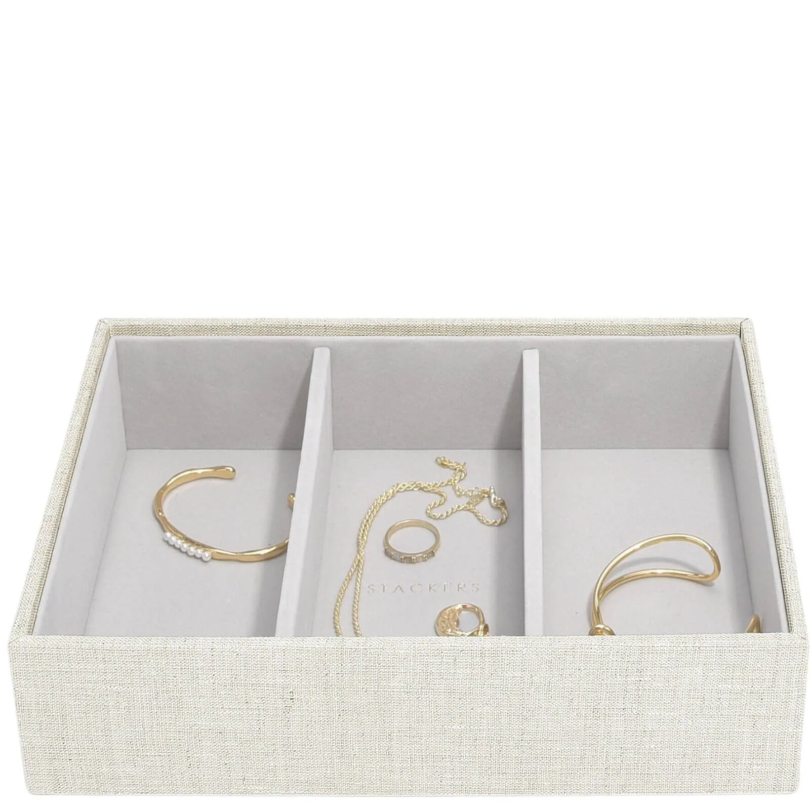 Stackers Classic Jewellery Box (Watch & Accessory Layer) - Linen Oatmeal