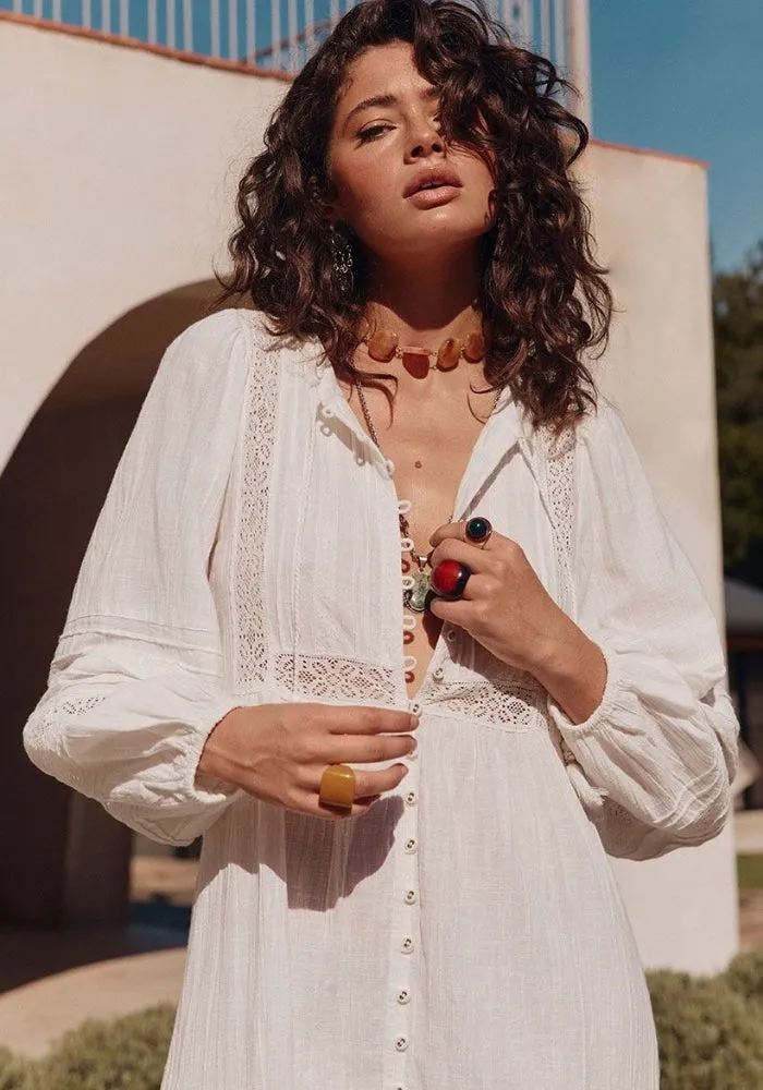 Stevie Lace Boho Mini Dress - Camellia