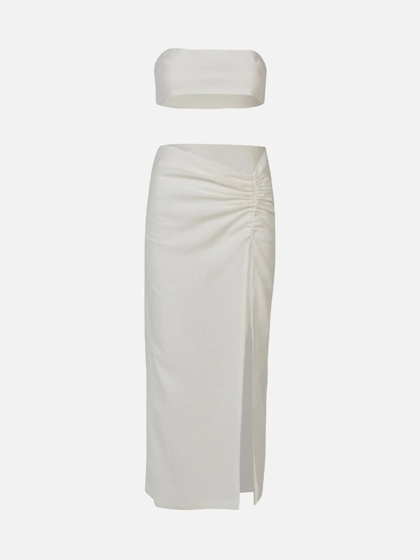 Strapless Linen Suit - White