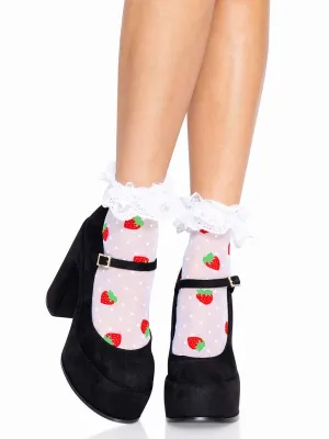 Strawberry Polka Dot Ruffle Top Anklets
