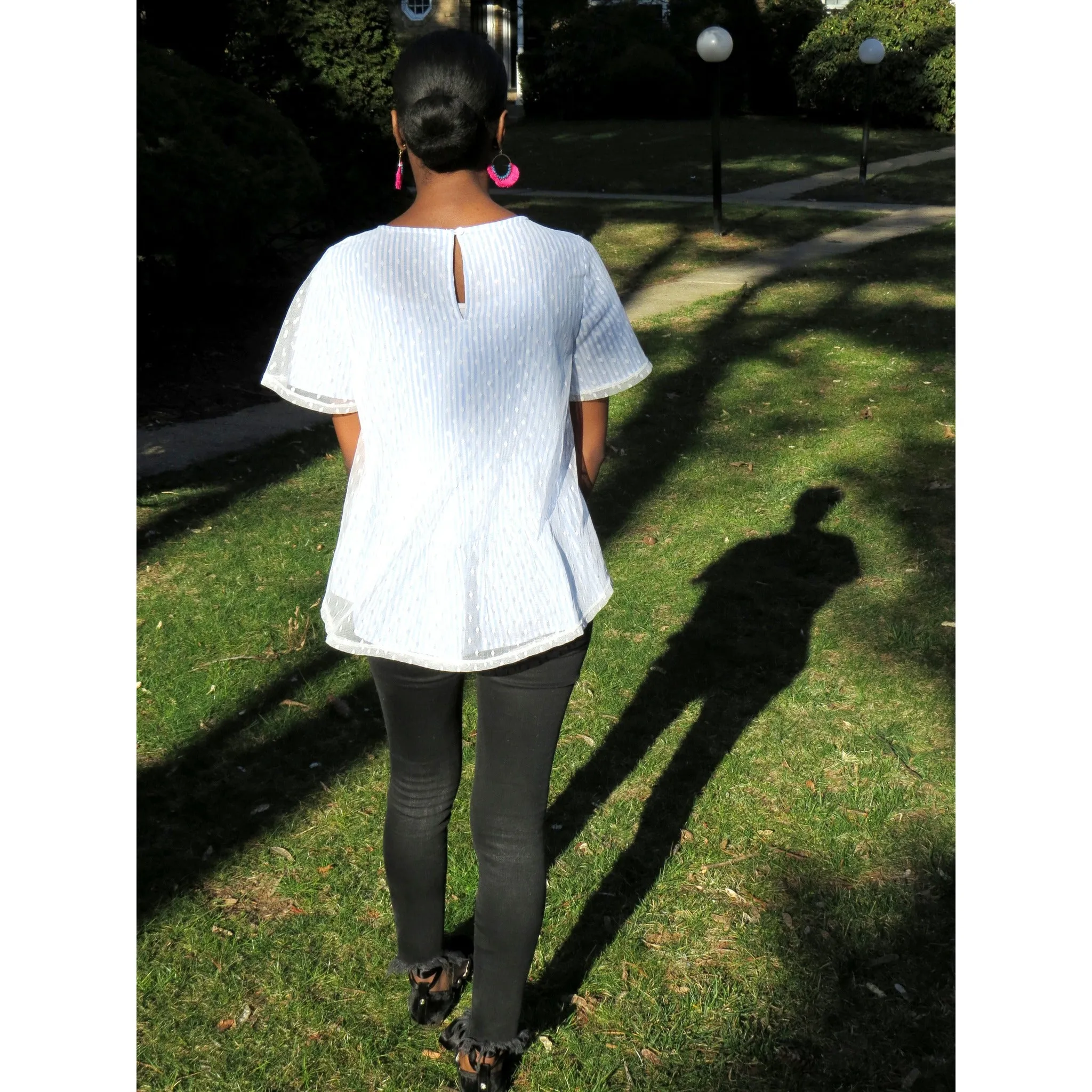 Subtle Glam | Polka Dot Stripe Mesh Top