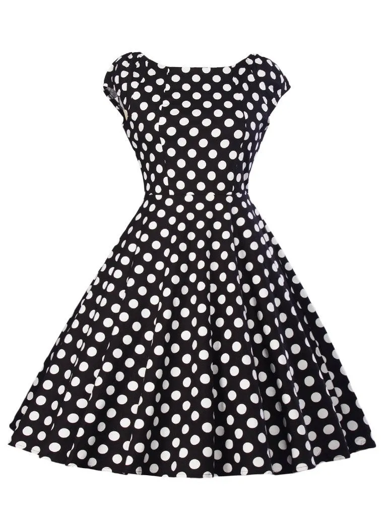 Sweet Consice High Wais Dots Dress