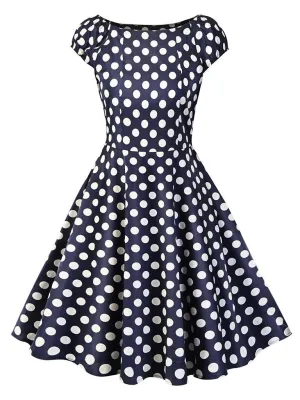 Sweet Consice High Wais Dots Dress