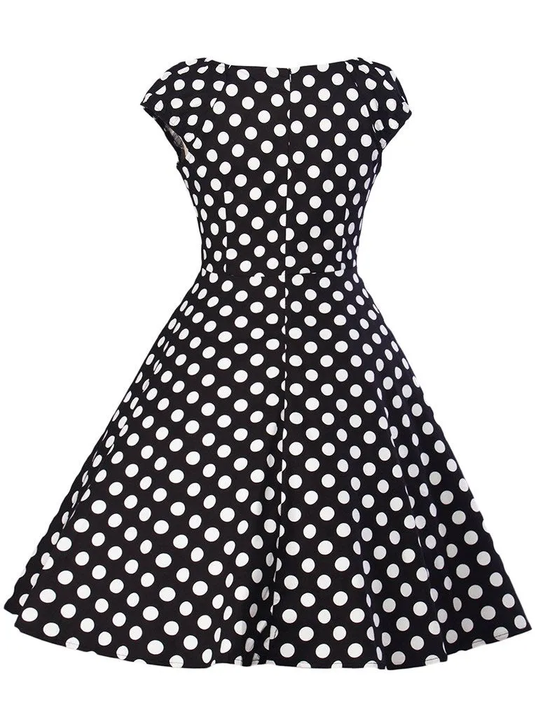 Sweet Consice High Wais Dots Dress