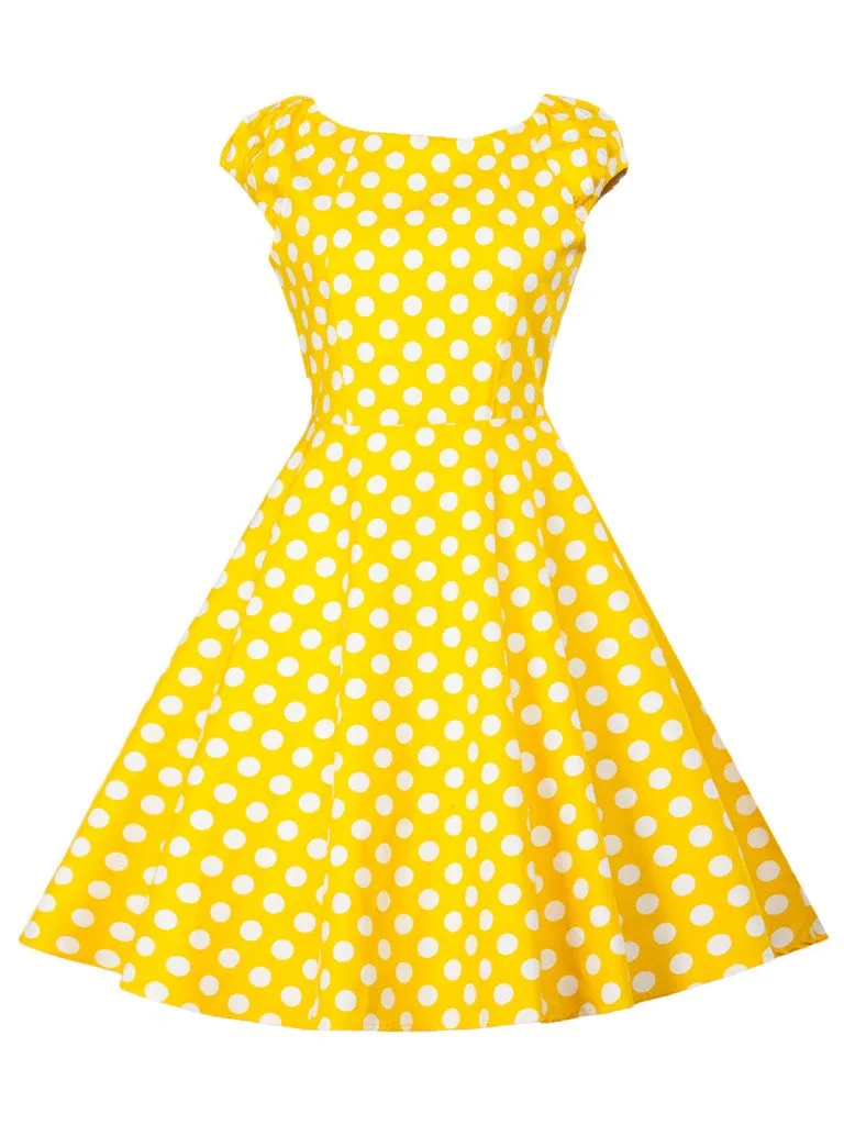 Sweet Consice High Wais Dots Dress