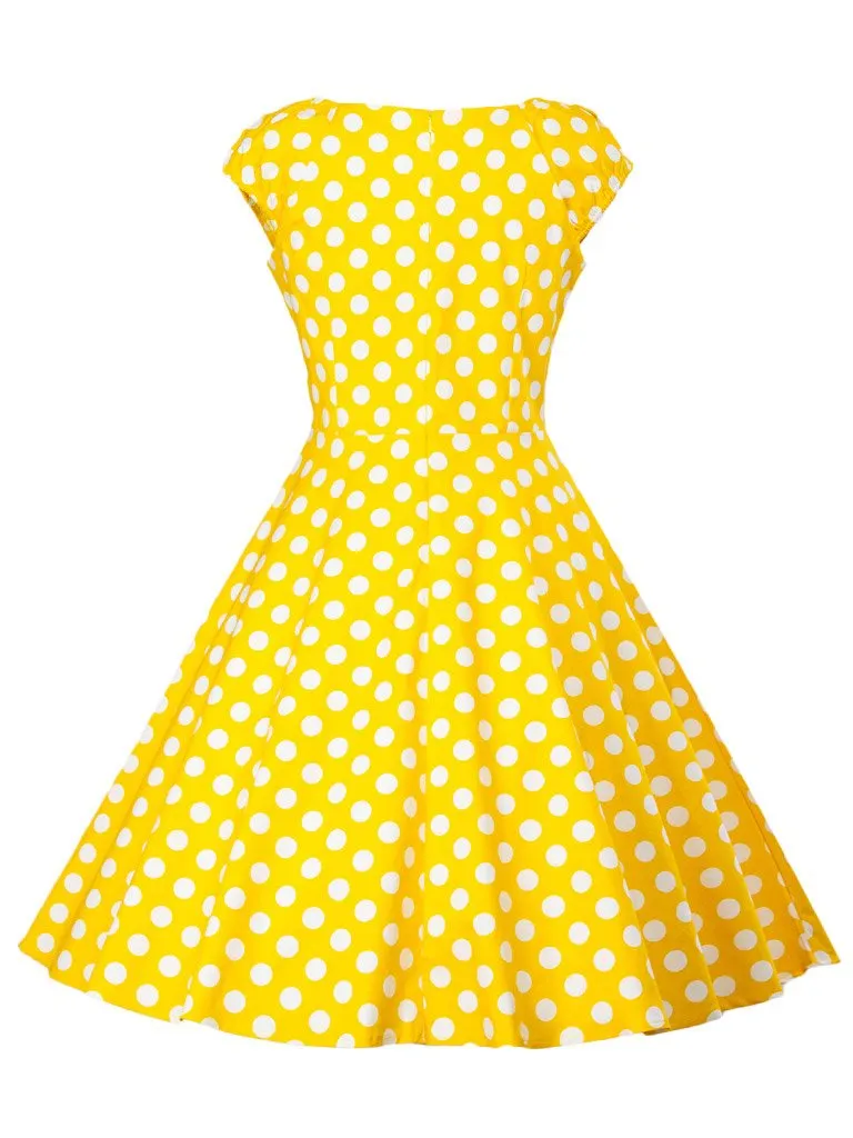 Sweet Consice High Wais Dots Dress
