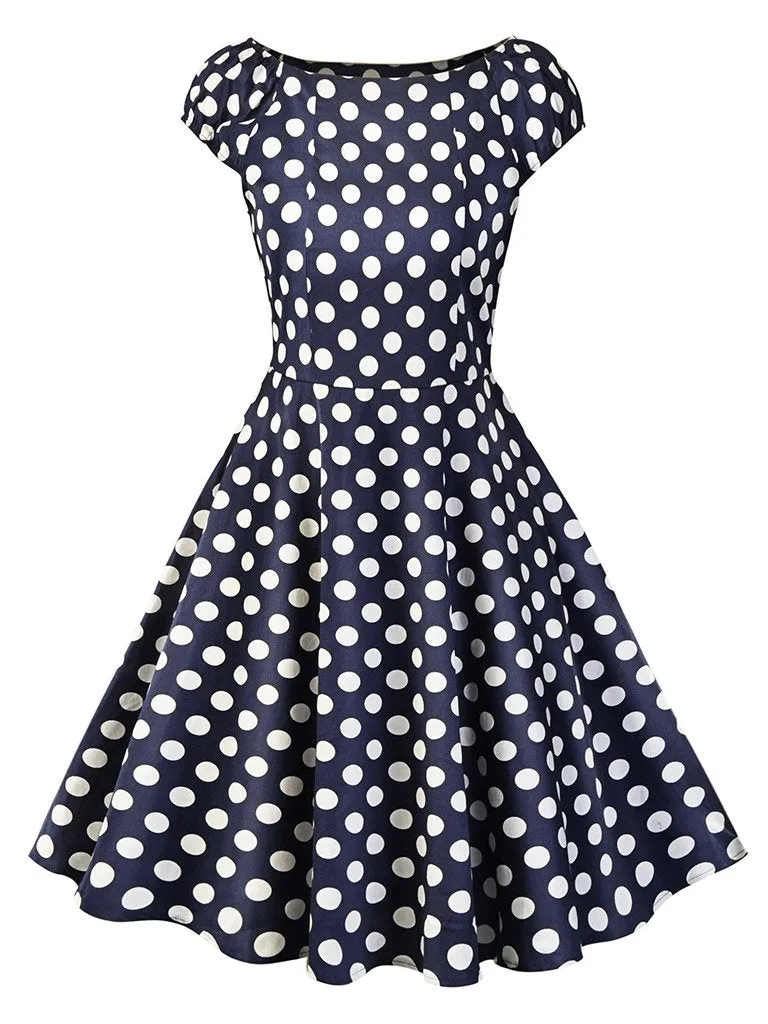 Sweet Consice High Wais Dots Dress