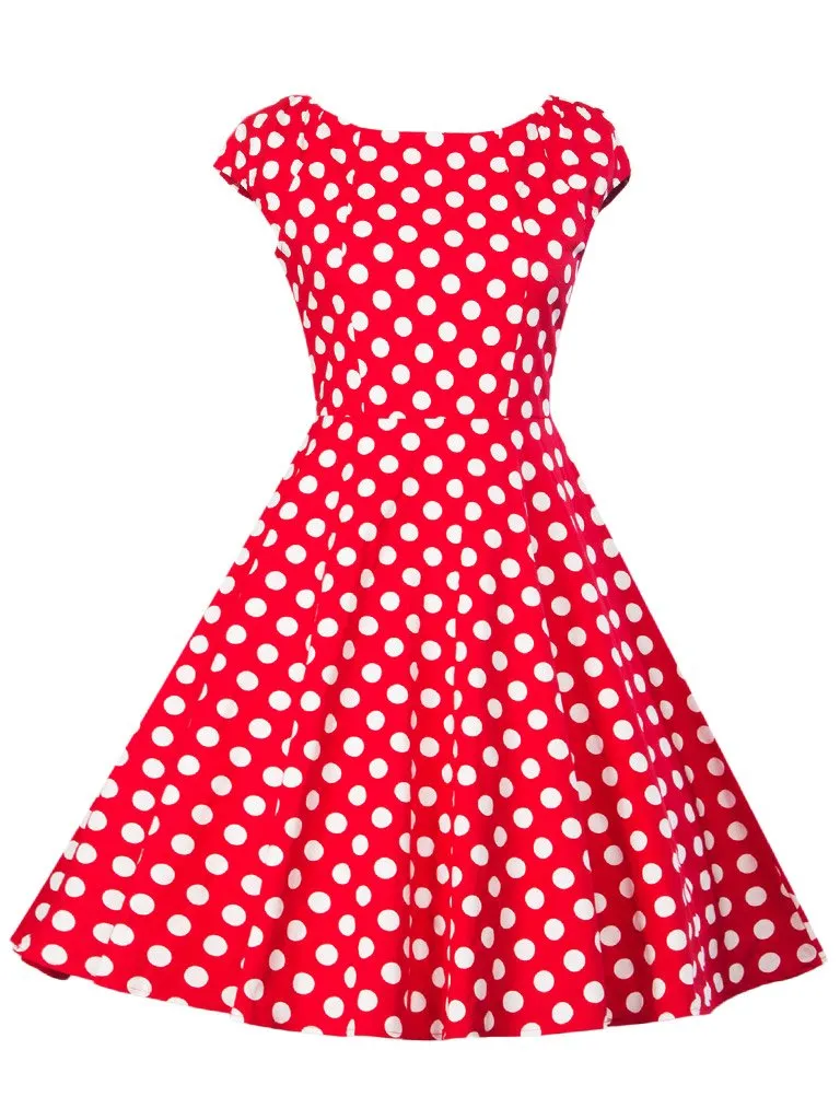 Sweet Consice High Wais Dots Dress