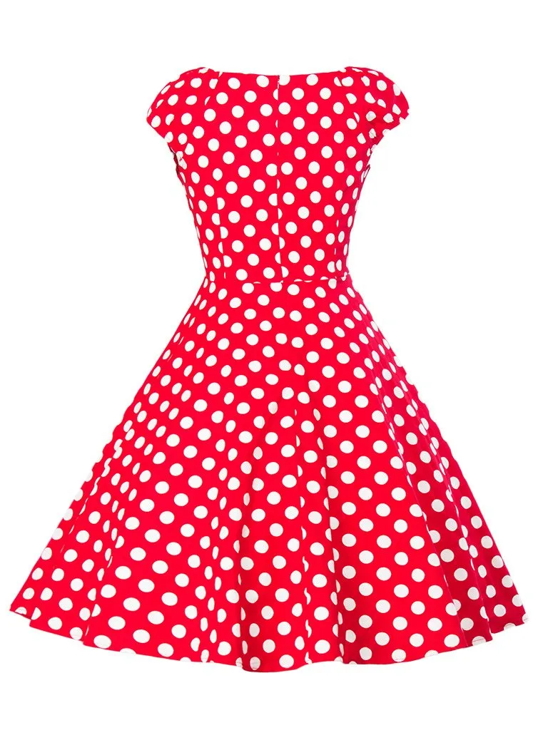 Sweet Consice High Wais Dots Dress