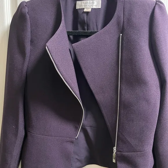 Tahari Purple Blazer with Asymmetrical Design