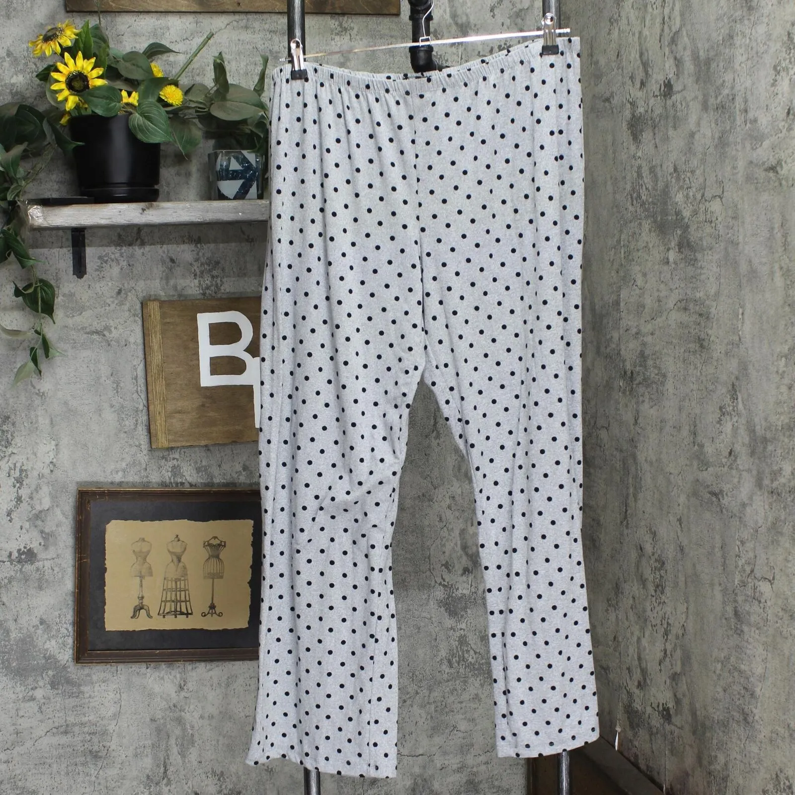 Tart Womens Plus Size Knit Pajama Pants 1670597412a549 Gray / Black Polka Dot 2X