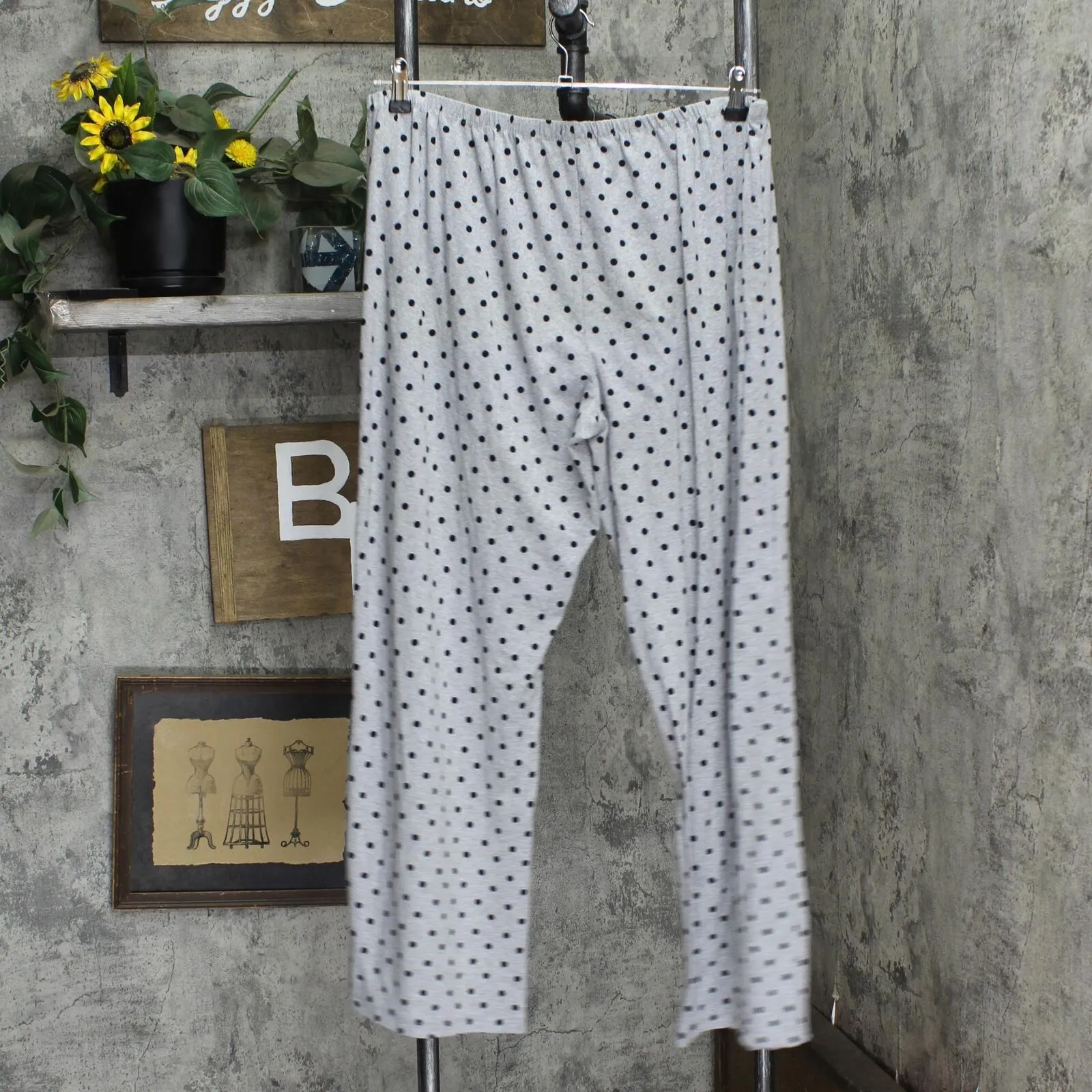 Tart Womens Plus Size Knit Pajama Pants 1670597412a549 Gray / Black Polka Dot 2X