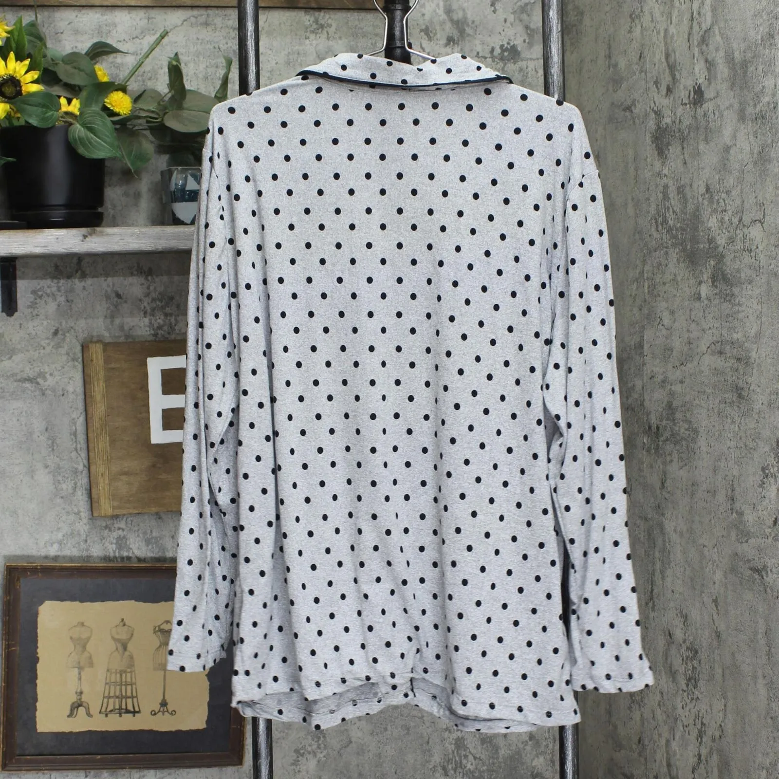 Tart Womens Plus Size Polka Dot Pajama Shirt Top 166ffe31169cc4 Gray / Black 2X
