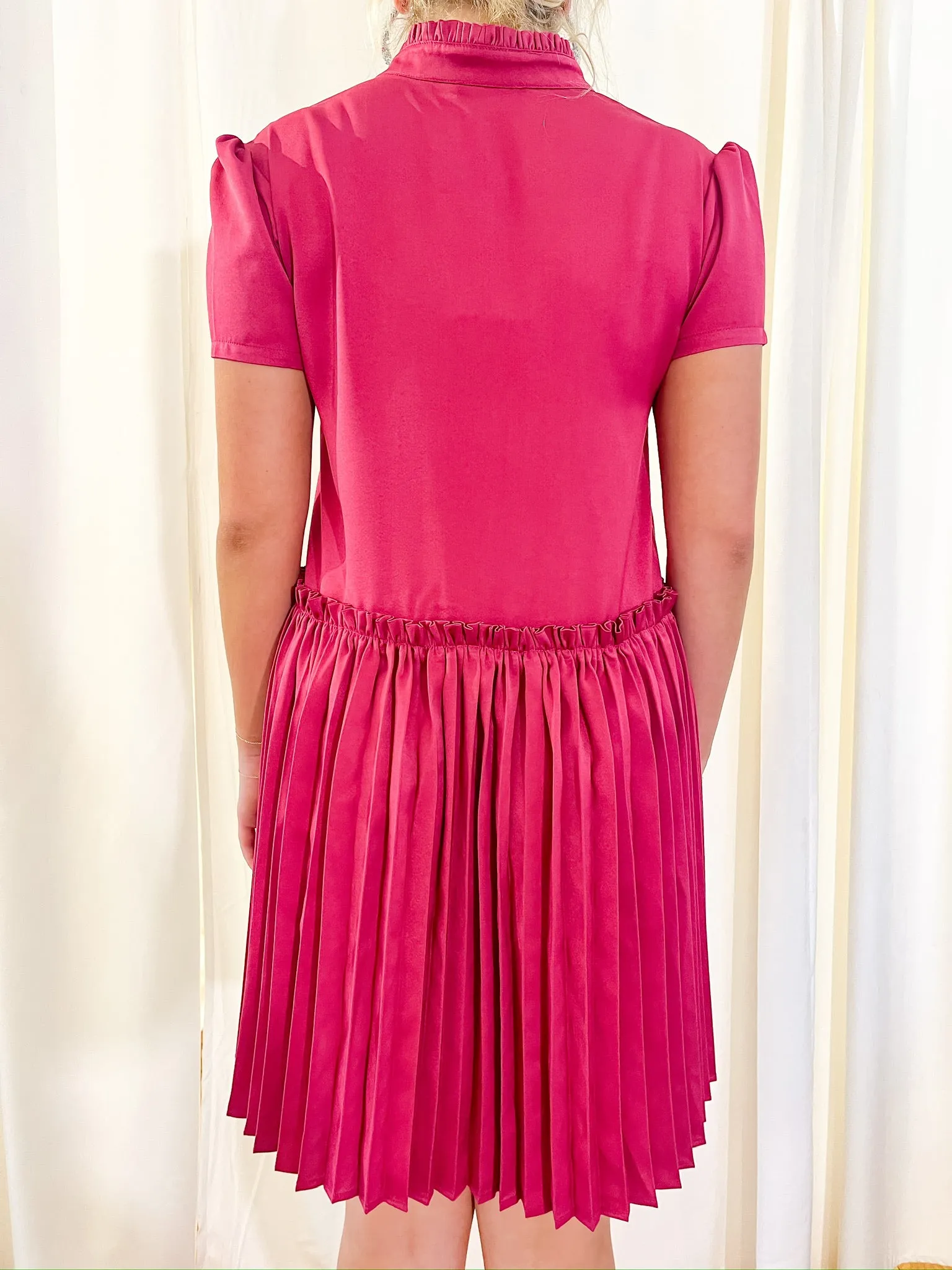 The Eloise Pleated Dress - Berry