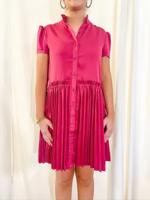 The Eloise Pleated Dress - Berry